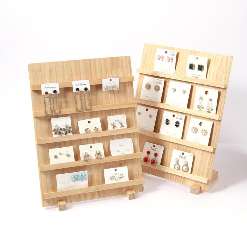 Ohrring-Aufsteller aus Holz 3/4/5 Ebenen Schmuck Ohrring-Aufsteller Holz Ohrringkartenhalter Für Zuhause Laden Organisation