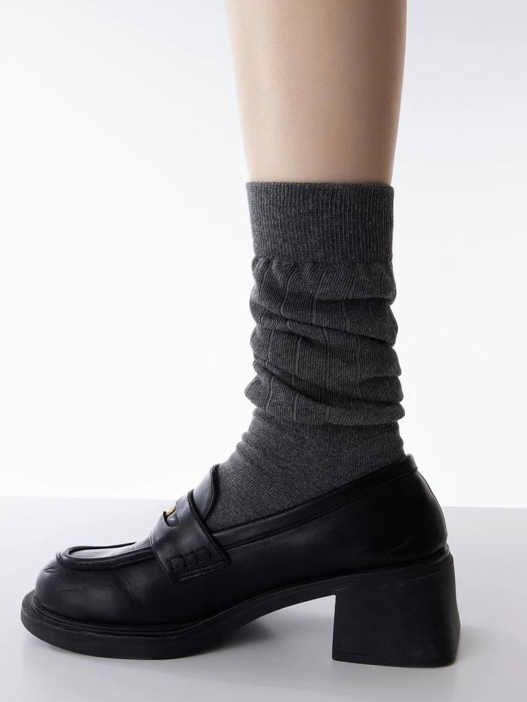 Socks Korean Style Pleated Bubble Socks Simple And Loose White Stacked Socks 2024