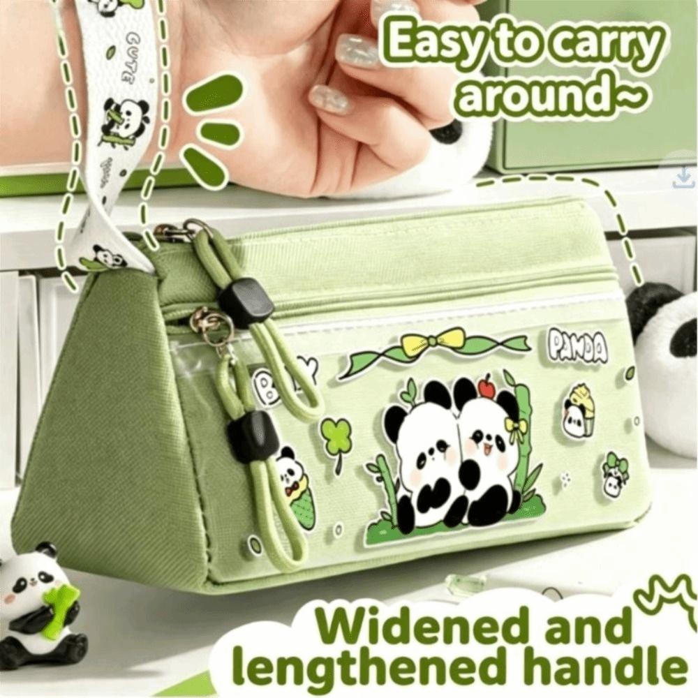 Portable Panda Pencil Case Double Layer Stationery Pouch New Pencil Pouch School Supplies