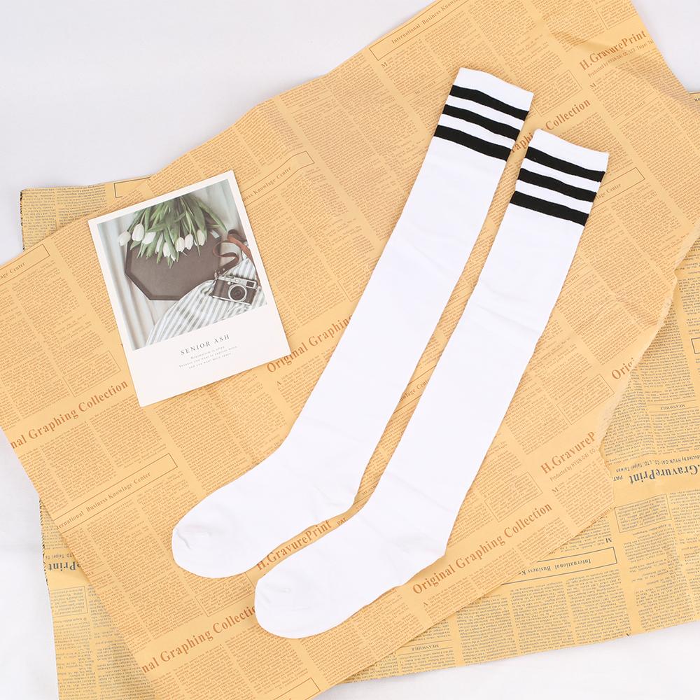 Long Socks With Three Stripes And Over The Knee College Style Performance Dance Women's Pressure Cotton Stocking