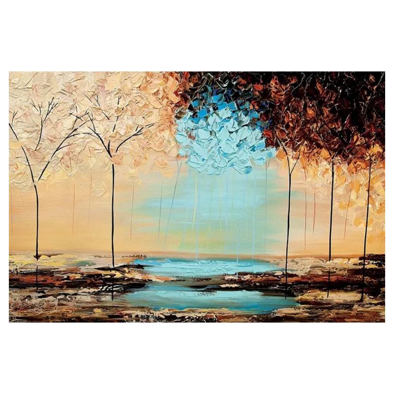 Nordic Kunst Baum Blumen Landschaft Leinwand Kunst Poster und Drucke Abstrakte Ölgemälde Wand Bilder für Wohnzimmer Wohnkultur