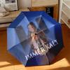 1pc Ayliva's Album Cover Umbrella Portable Folding Umbrella Iron Frame Hole Bone Structure Outdoor Home Umbrella