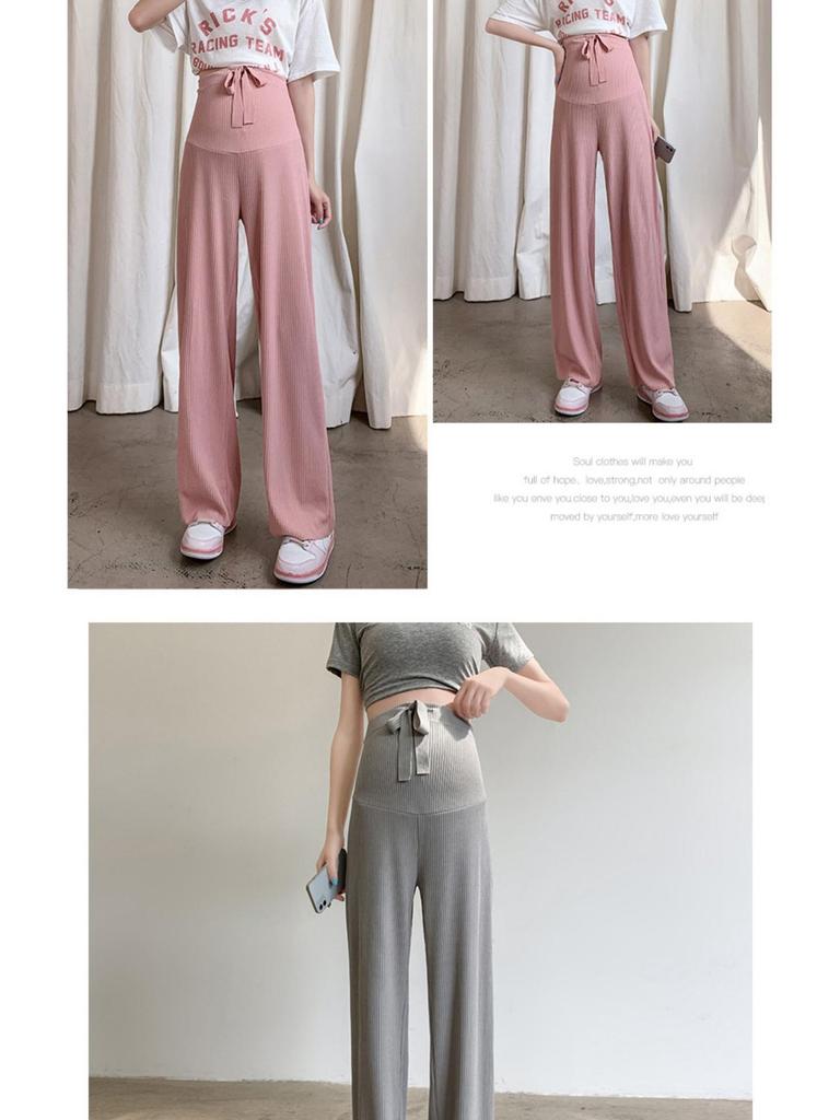 2024 Spring/Summer Maternity Wide-Leg Ice Silk Pants - Breathable, Lightweight, Loose Fit