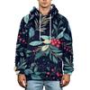 Men's Christmas Print Flannel Hoodie Hooded Casual Pullover Sweatshirt for Fall Winter