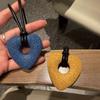 Ins Volcanic Stone Heart Necklace Elegant Personalized Sweater Chain  Sweater Decor