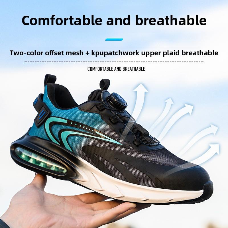 Men's Safety Shoes Steel Toe Soled Male Sneaker Air Cushion Breathable Working Shoes with Protection Anti Smashing Anti Stabbing