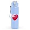 1PC Triple Red Heart Love Pattern Print 750ml Color Plastic Sports Water Bottle Leakproof Flip Straw Lid Suitable for Sports Office Home Use