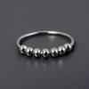 Sterling Silver Brass Adjustable Anxiety Ring, 7 Bead Fidget Spinner Ring, Resizable Decompression Ring, Stylish Shiny Silver Band