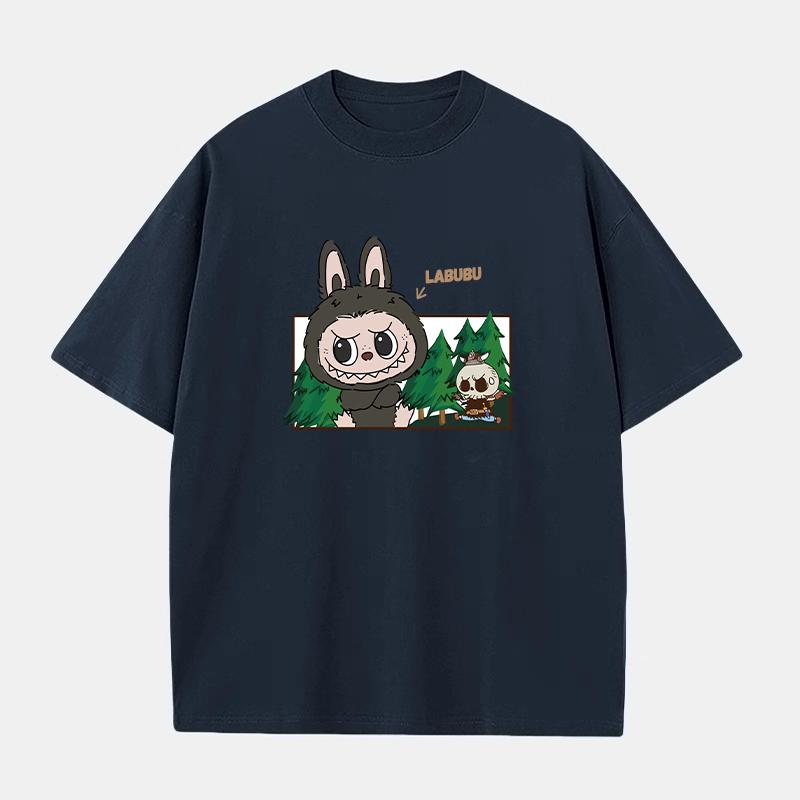 Hot Summer Men's T-Shirt LABUBU Printed Short Sleeve Oversized Tops Daily Versatile Clothing