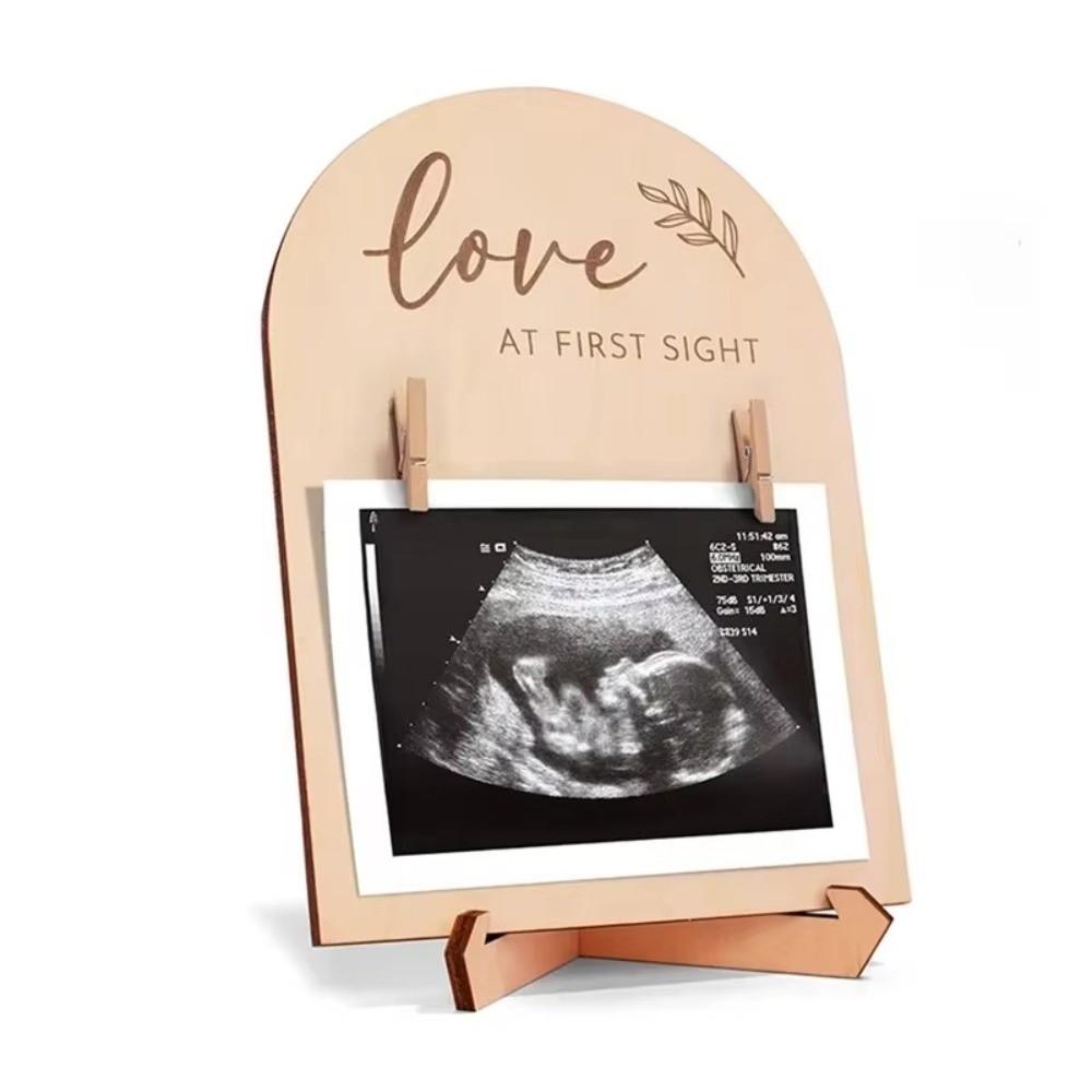 Wooden Stands Baby Ultrasound Frame Maternity Gift Stable Pregnancy Gift Frame Rustic with Clip Display Frame Living Room