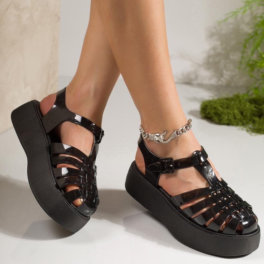 Fashion Womens Sandals Summer Transparent Gladiator Shoes Female Flat Thick Soled Antislip Beach Hollow Out Casual Zapatillas