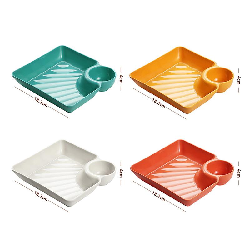 Large Square Dumpling Plate With Vinegar Space Snack Platter Creative Separated