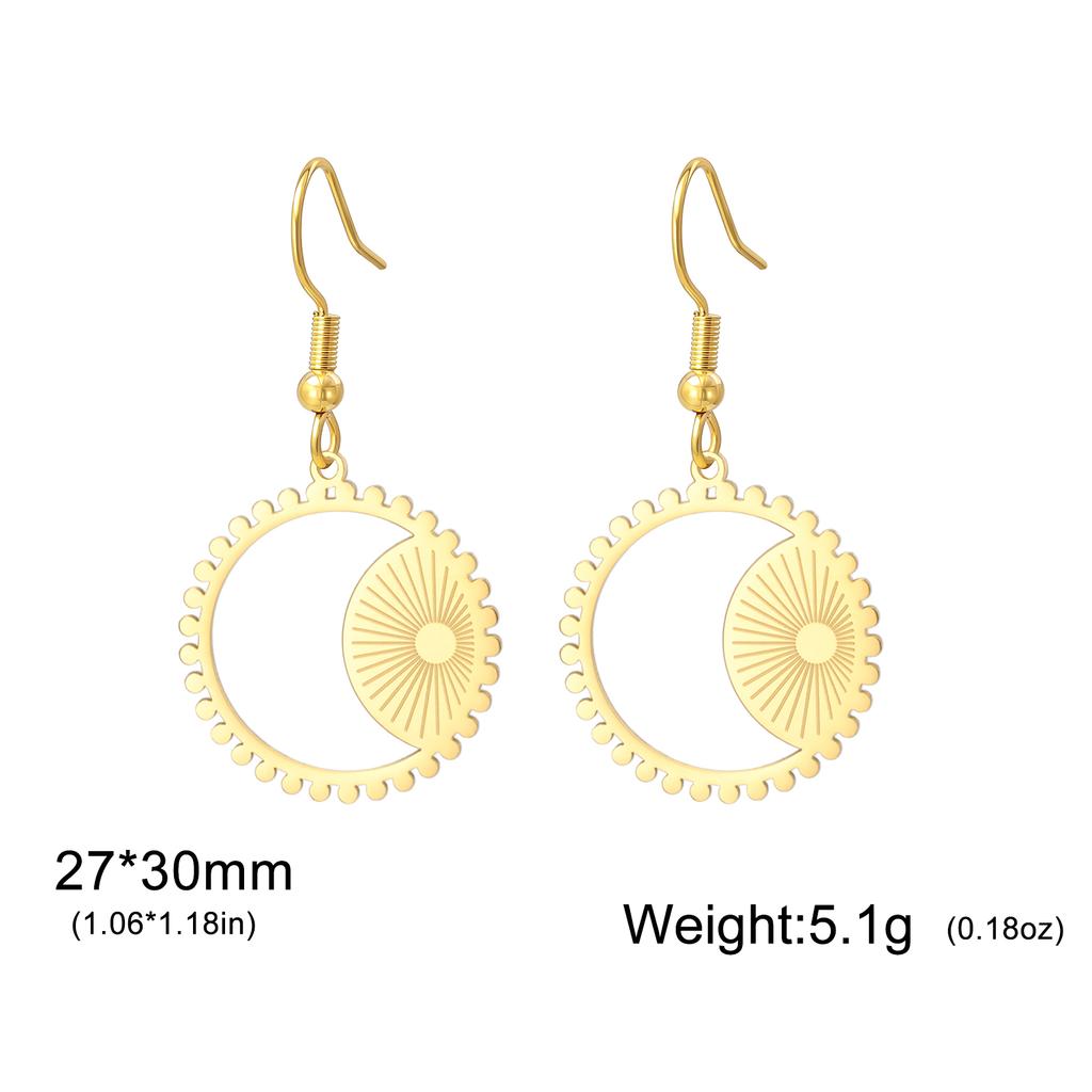 Dreamtimes Simple Hammered Sun Golden Dangle Earrings for Women Men Stainless Steel Boho Dangle Vintage Mothers Day Gifts