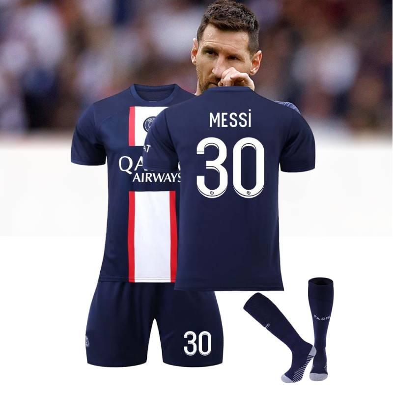 Paris Home Jersey Set Messi 30 Mbappe 7 Neymar 10 Polyester Soccer Kit