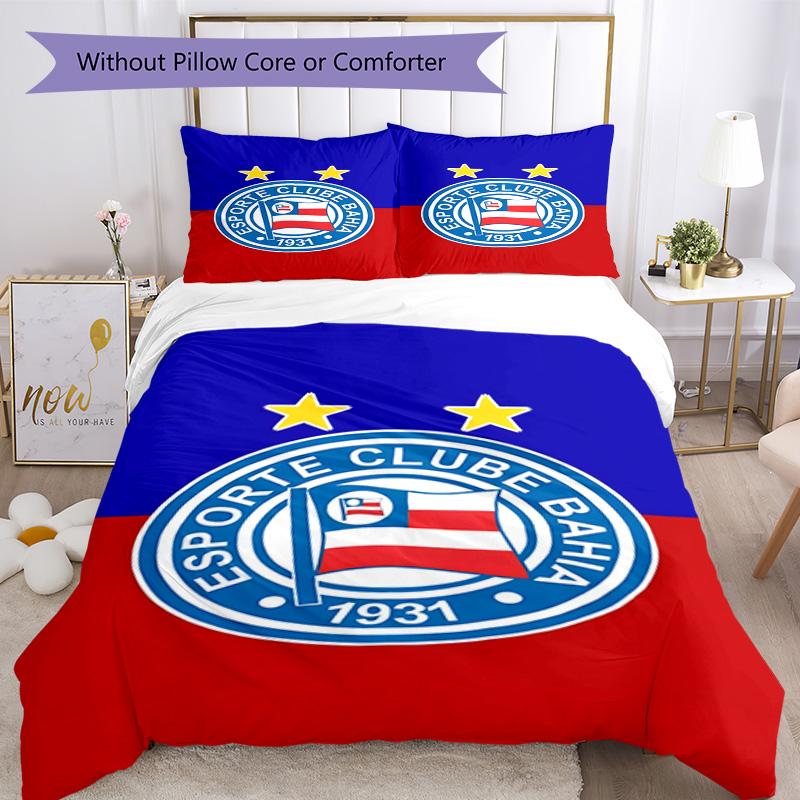 Bahia Fc Crest Emblem Printed Pattern Duvet Cover Set – Includes 1 Duvet Cover and 2 Matching Pillowcases Bedroom Decor Christmas Gifts
