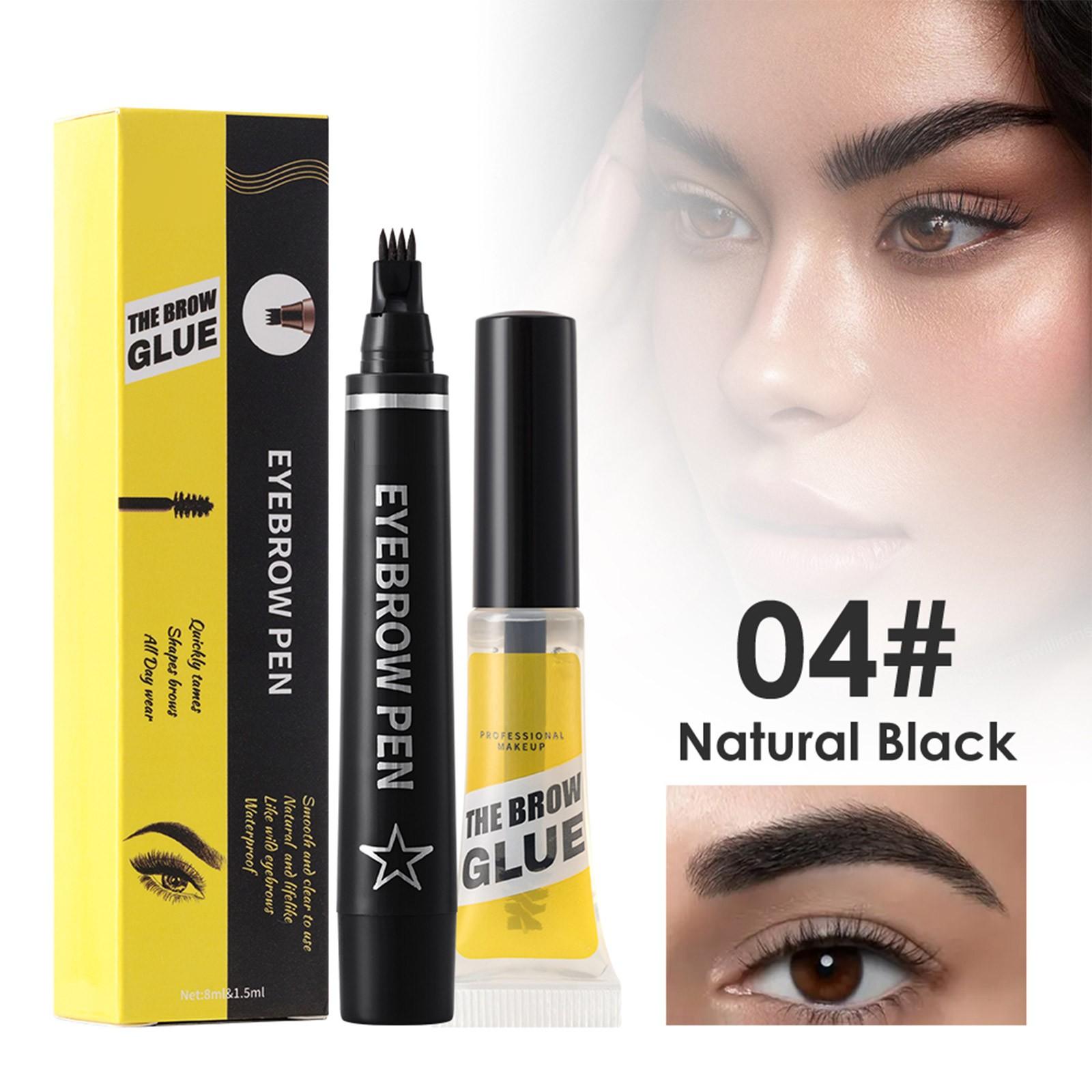 

Водостойкий и не размазывающийся комбинированный карандаш для бровей с четырьмя зубцами и клей для бровей, набор 8 мл + 1,5 мл белый