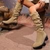 Fashion Women's Thick Cotton Boots Round Head Thick Sole Leopard Print Back Zipper Non-slip Wear Over The Knee Boots