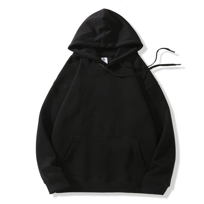 Unisex Long Sleeve Hooded Sweatshirt 350g Cotton Silk Blend Drop Shoulder Women's Blank Edition