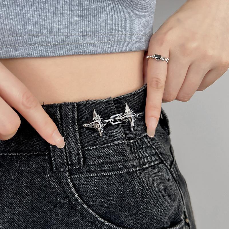 Temperament Four Pointed Star Waist Tightening Tool Adjustable Waist Buckle Fashionable Jeans Fixed Waist Buckle