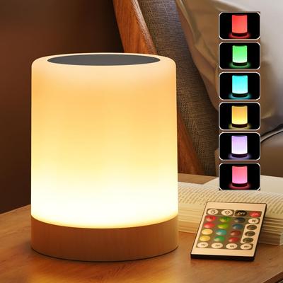 RGB LED Touch Night Light, USB Charging, Dimmable Desk Light,  Portable Bedside Light Suitable For Bedrooms Desktop Night Lamp