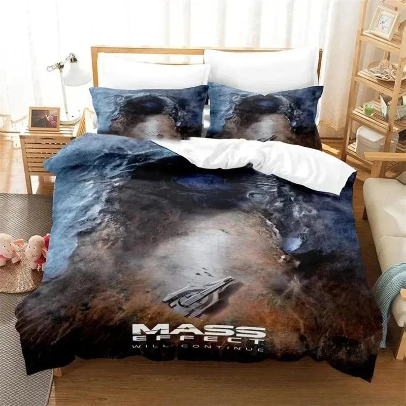 3D Print Spel Mass Effect Comfortabele Dekbed Dekbedovertrek Kussensloop Beddengoed Set Kinderkamer Decoratie Huis Textiel