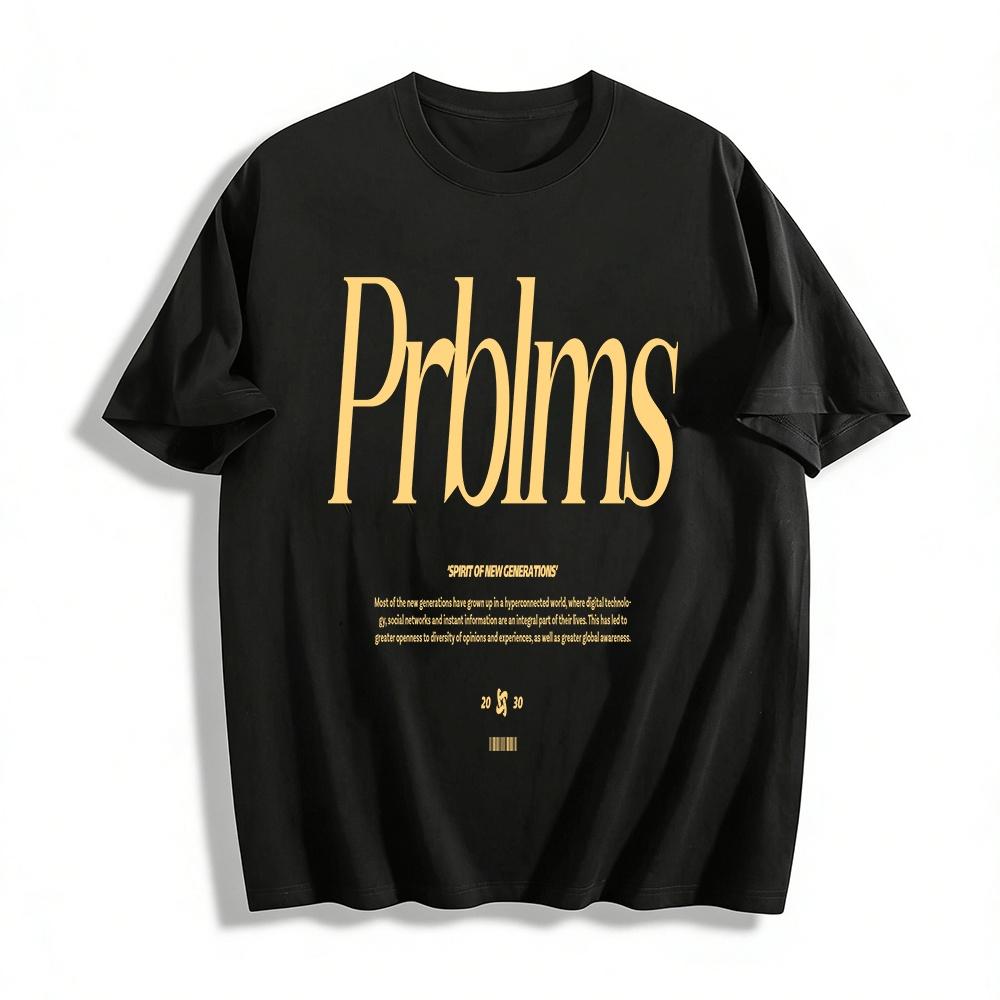 Prblms Letter Print Tee Spirit of New Generations Casual Top Pure cotton T-shirt XXS