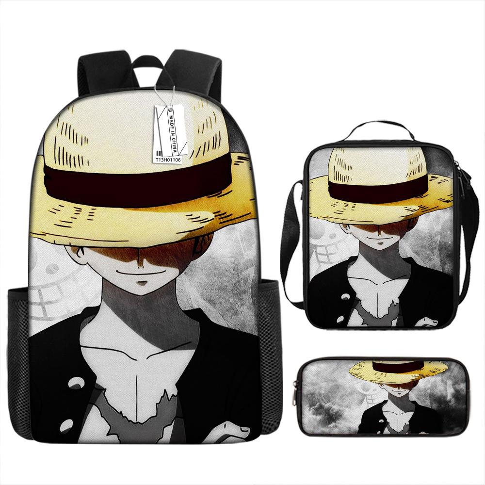 ONE PIECE Student School Bag Luffy Cartoon School Bag Boys Pencil Bag Voyage King Explosion