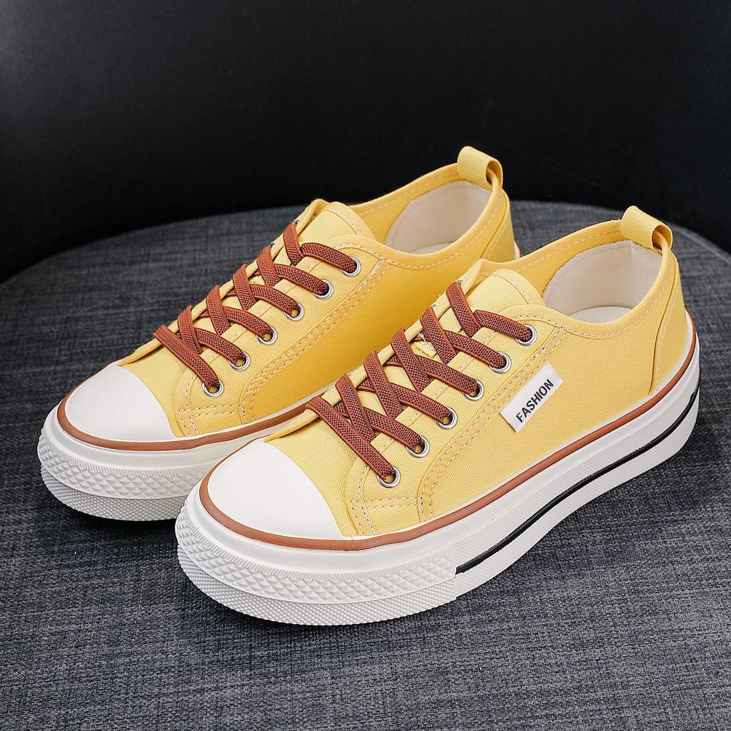 2026 Koreanischer Stil Damen Low-Top Canvas Schuhe - Einfarbige, Leichte, Flache Sohle, Trendige Laufschuhe für die Freizeit