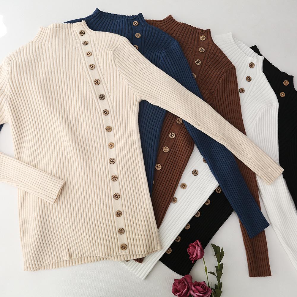 2026 Women's INS Style High Neck Buttoned Knit Sweater Cardigan