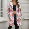 Women's Christmas Printed Fashionable Loose Zipper Fleece Hoodie Jacket