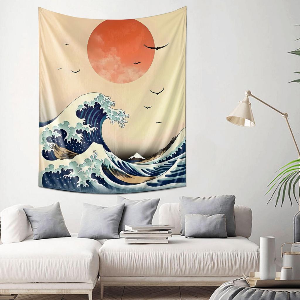 Japanische Traditionelle Kunst Kanagawa Surfthema Wandteppich Heimdekoration Wandbehang