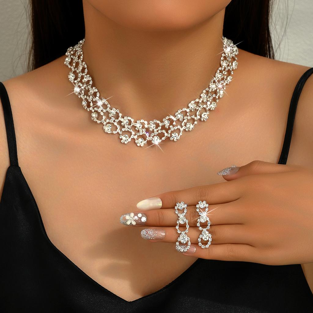 Ladies' Fashion Earrings, Necklace, 2-piece Jewelry Set, Hollow Claw Chain, Bridal Mess, Birthday Party Gift