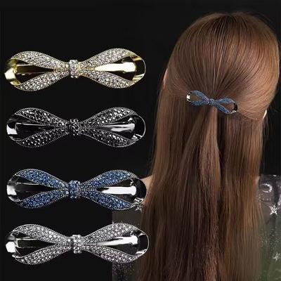 Full-diamond Bow Tie Spring Clip Exudes A Sense of High-end and Light Luxury The Half Hair Clip At The Back of The Head Is A Stylish Hair Accessory