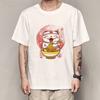 New Fashion Summer Mens T Shirt Casual Short Sleeve Samurai Cat Print Anime Tshirt Men Women Japanese Neko Sushi Wave Tops