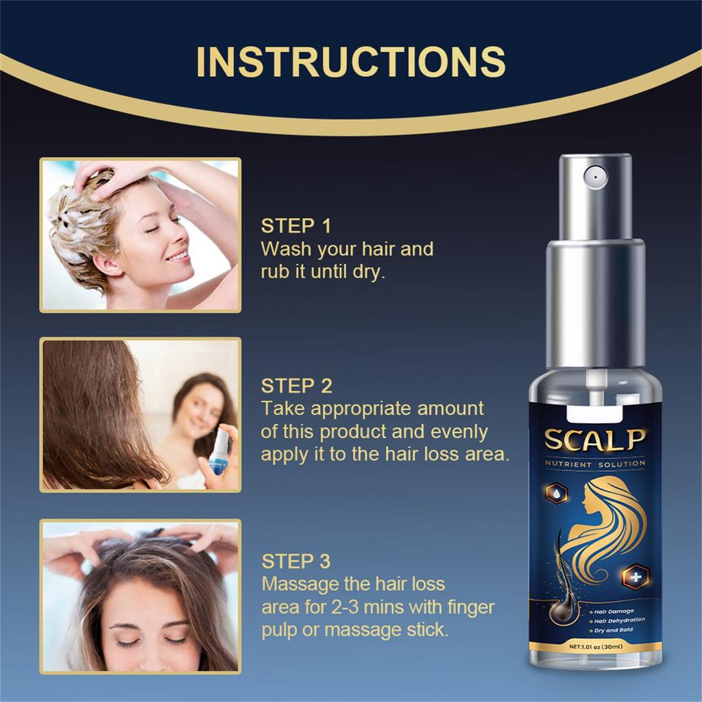 Scalp Nourishing Spray 30ml, Nourishing Hair Growth, Scalp Damage, Dry Hair Nourishing Liquid