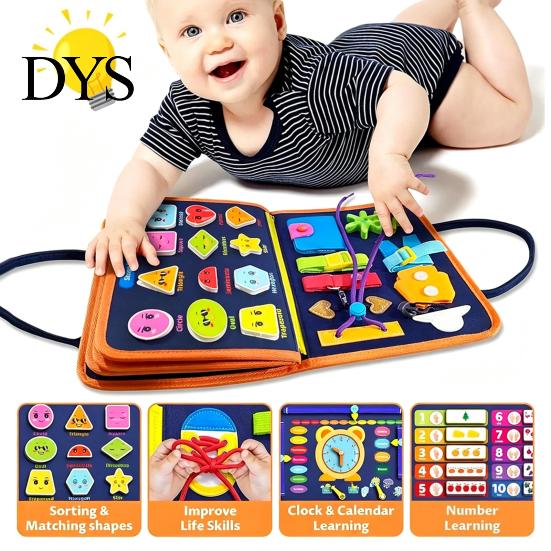 Toddler Travel Activity Bag Montessori Busy Board for Toddlers, Multiple Modules Sensory Learning Felt Early Childhood Educational Tool Book,
