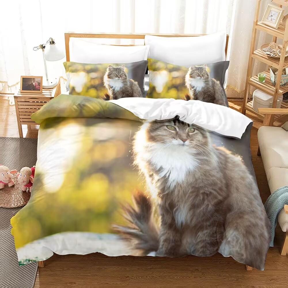 Cute Dog Cat 3D Print Bedding Set Comfortable Skin-Friendly Lovey Therapeutic Twin King Duvet Cover Set For Kids Boys Girls Gift