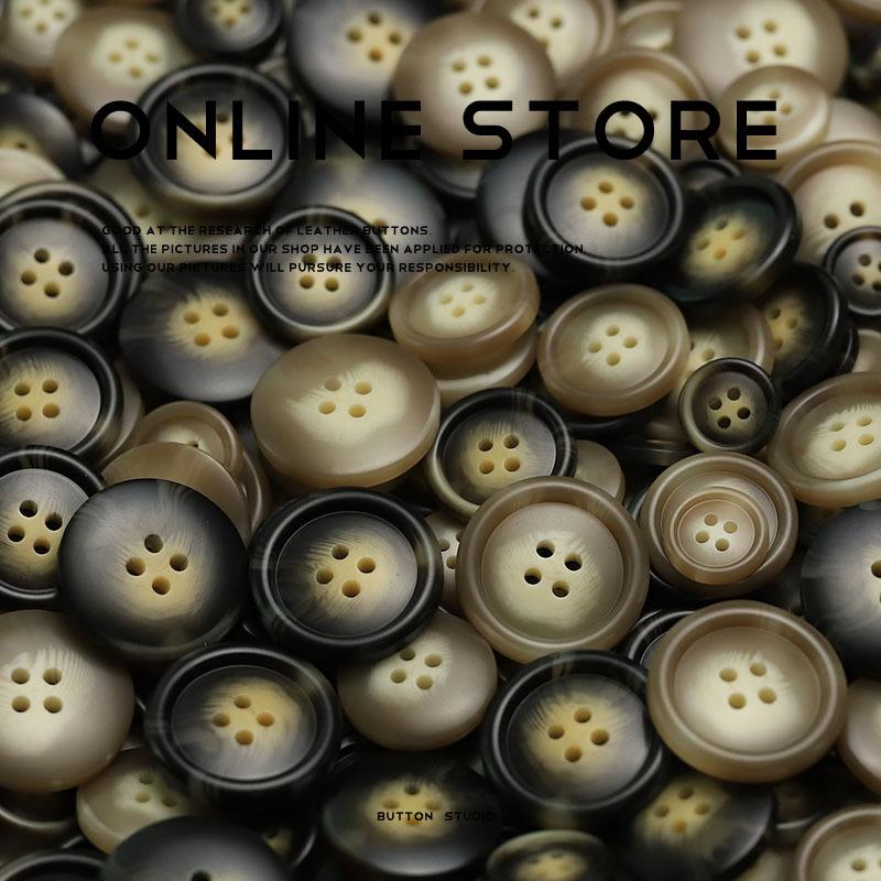 

Four-Eye Double-Sided Nylon Coat Coat Button Resin Knitted Cardigan Jacket Trench Coat Sweater Decorative Buttons 2 #[Four-eye stick flower beige] 15mm