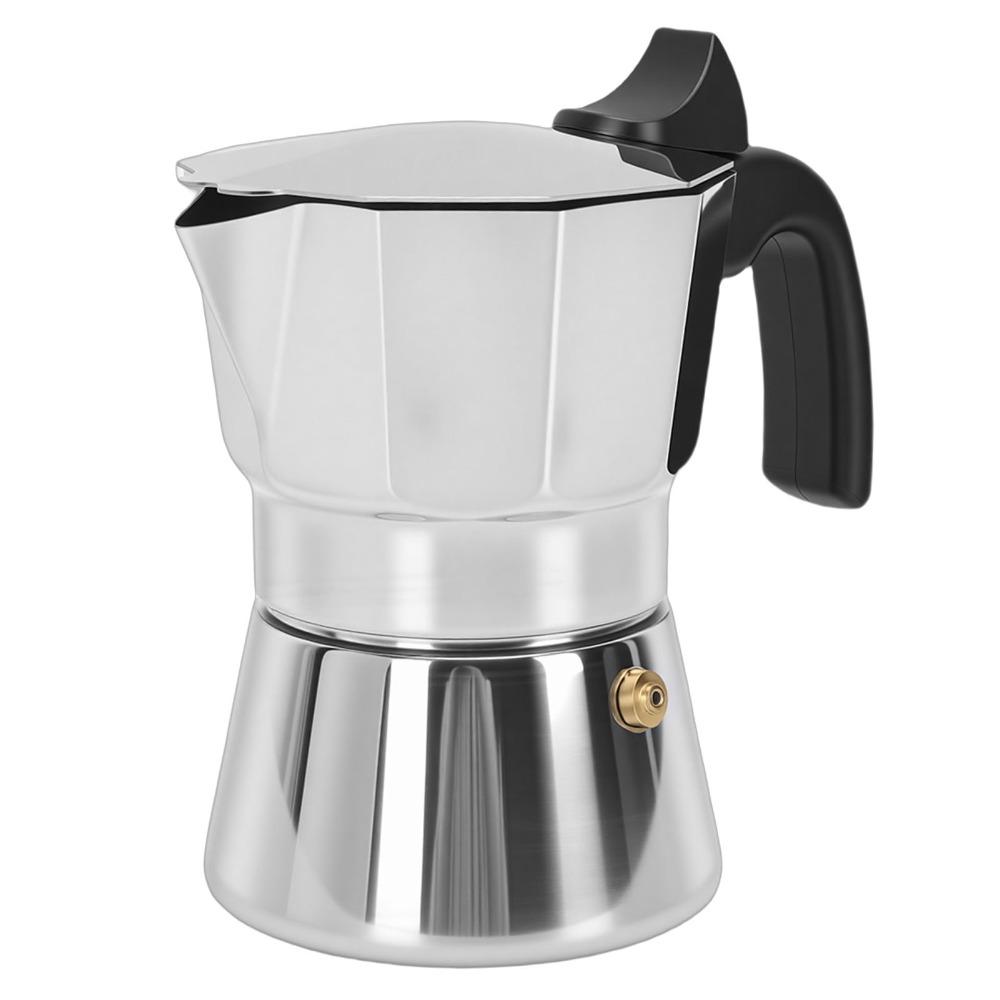 Octagonal Design Moka Pot Stainless Steel Italian Coffee Maker Gas Stove Compatible