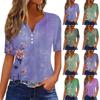 Women's T Shirt Print Button Short Sleeve Daily Weekend Fashion Basic V-Neck Regular Top