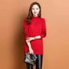 Half Turtleneck Sweater Mid-length Pullover for Women Solid-color Loose Sweater Jacquard Knitted Sweater Top