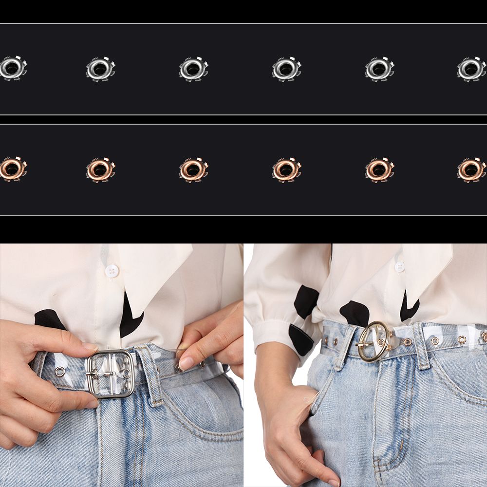 Women Wide Pin Buckle Round Square Heart Transparent Waistband Waist Strap Punk Waist Belt