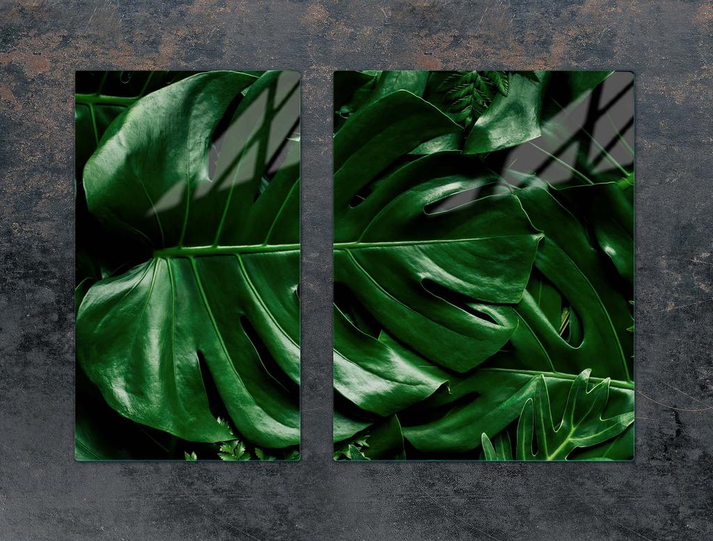 PIANO PROTETTIVO IN VETRO PER PIANO COTTURA 70x52 MONSTERA