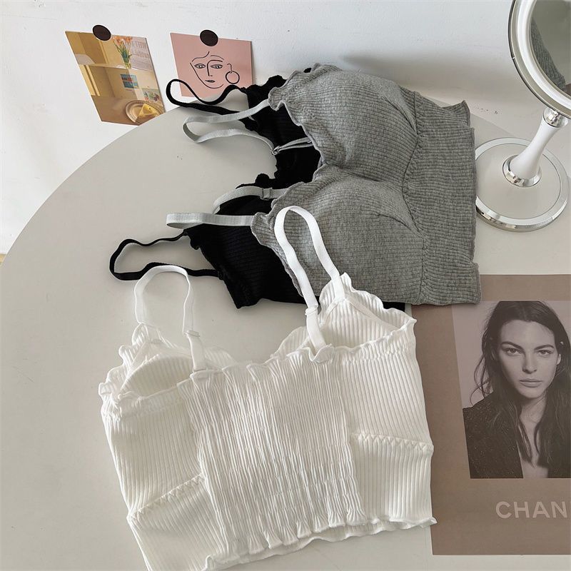 Backless Bra for Women, Push-Up Underwear Student Korean Style Sports Cami Camisole Tank Top Bustier Wire-Free