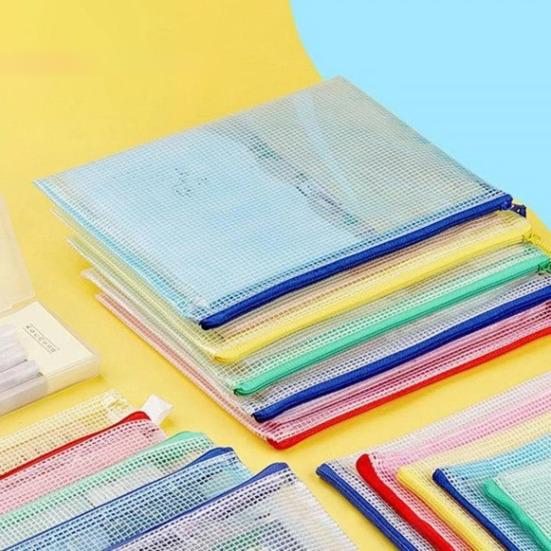 24 Parça Fermuarlı File Çanta Fermuarlı Su Geçirmez Geniş Kapasiteli Şeffaf A4 Düzenleyici Çanta Belge Kabı