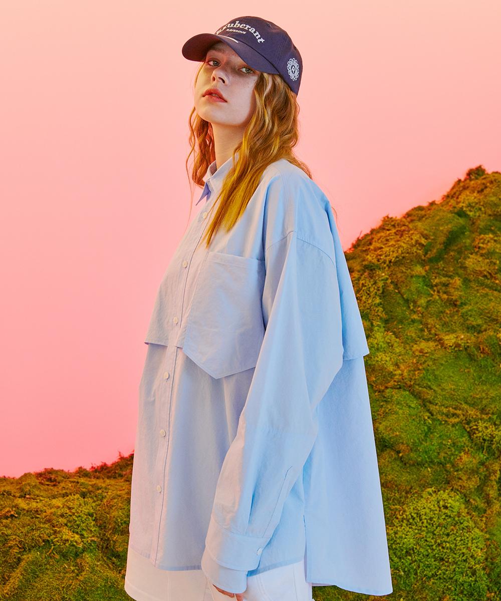 Raverous Flap Layered Shirt Sky Blue 1