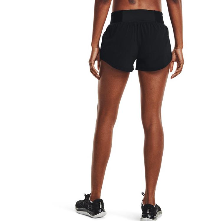 Under Armour Speedpocket Logo Solid Waist Shorts Women Shorts Black 1361379-001