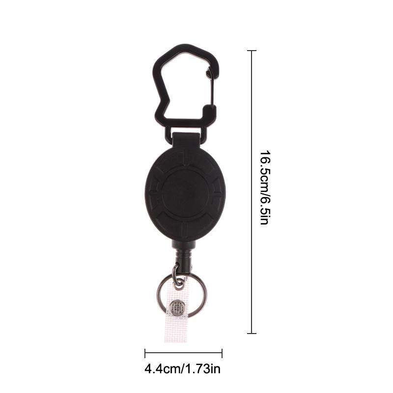 Retractable Badge Holder Heavy Duty Badge Clip Carabiner Keychain ID Card Holder Outdoor Steel Wire Rope Buckle Spring Keyring