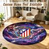 Tapis Rond Nom Personnalisé Motif Atletico Madrid Tapis Antidérapant Décor de Sol pour la Maison