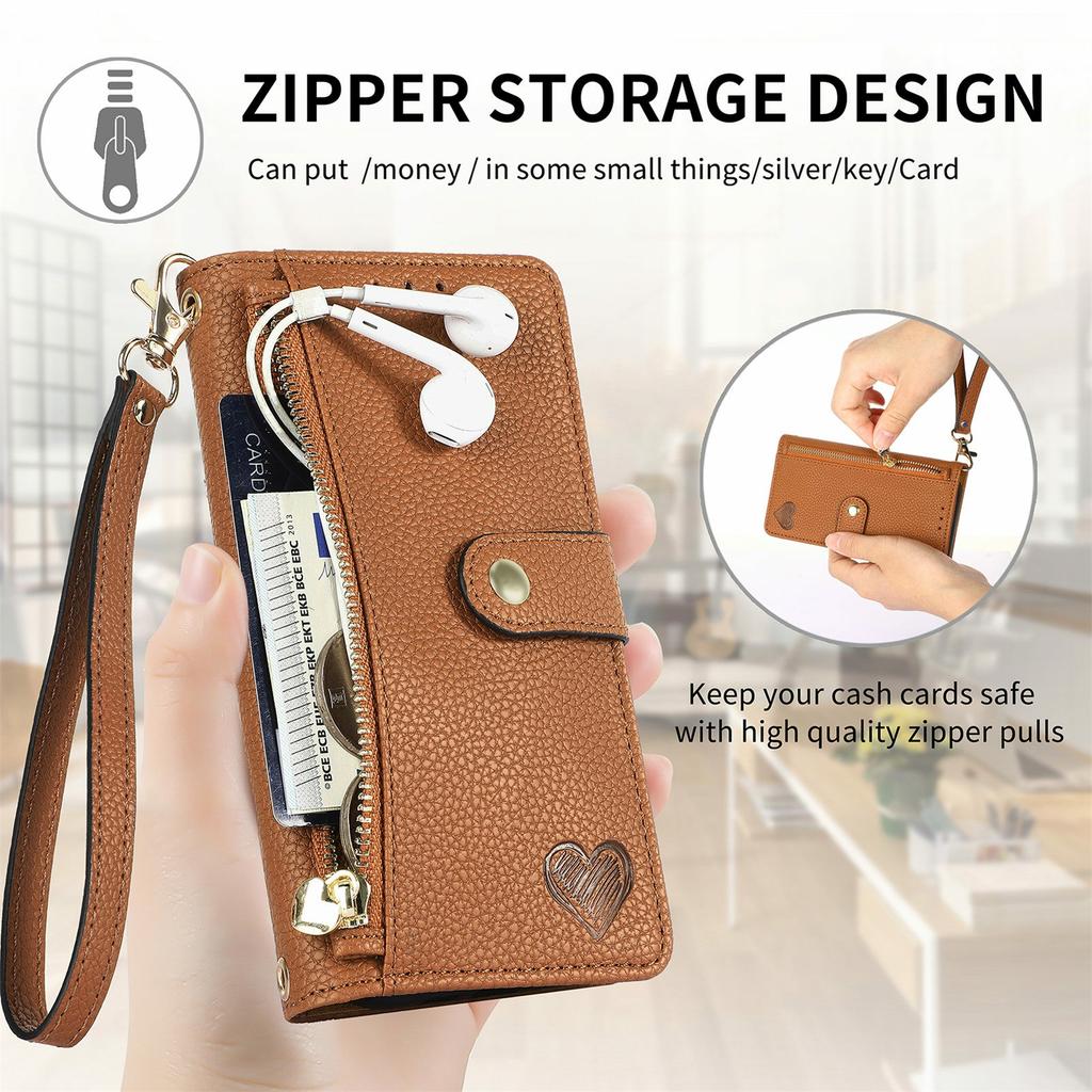 For Xiaomi 15T Pro Case RFID Blocking Zipper Pocket Leather Wallet Phone Cover with Strap